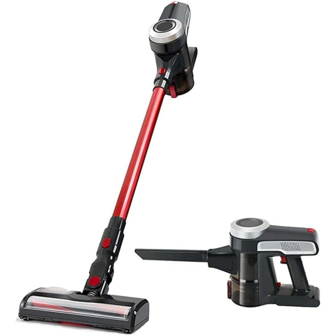 Aspirateur a main, coloris gris et noir, avec la collecte des petits dechets