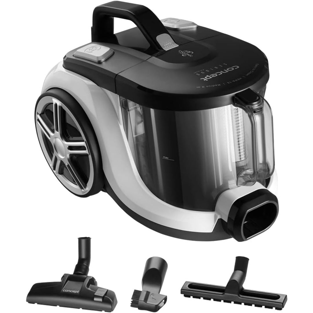 Aspirateur de sol sur roues avec une separation cyclonique, coloris noir et gris