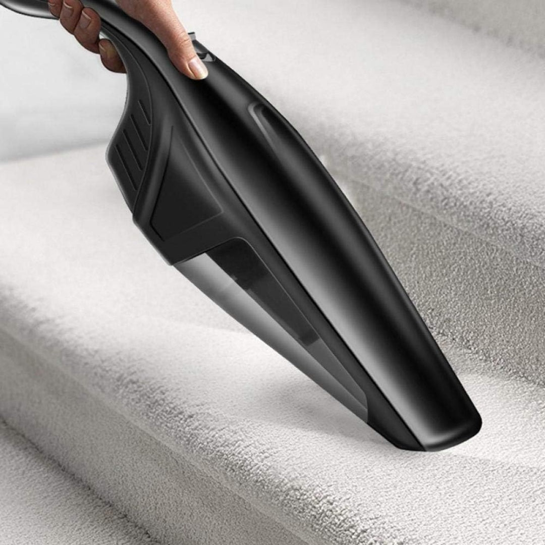 Aspirateur a main associant une alimentation rechargeable au coloris gris et blanc