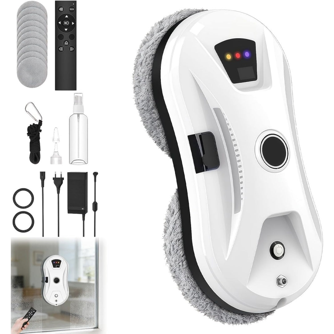 Robot nettoyeur de fenetres alliant un mouvement rotatif et une surface en microfibre
