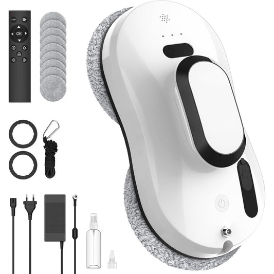 Robot nettoyeur de fenetres avec le nettoyage des bords et le deplacement sur la vitre